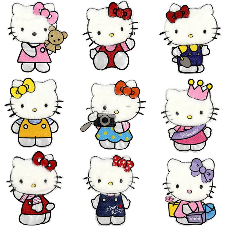 1 шт. нашивка с красным бантом Hello Kitty кот девочки вышитый утюжок для шитья
