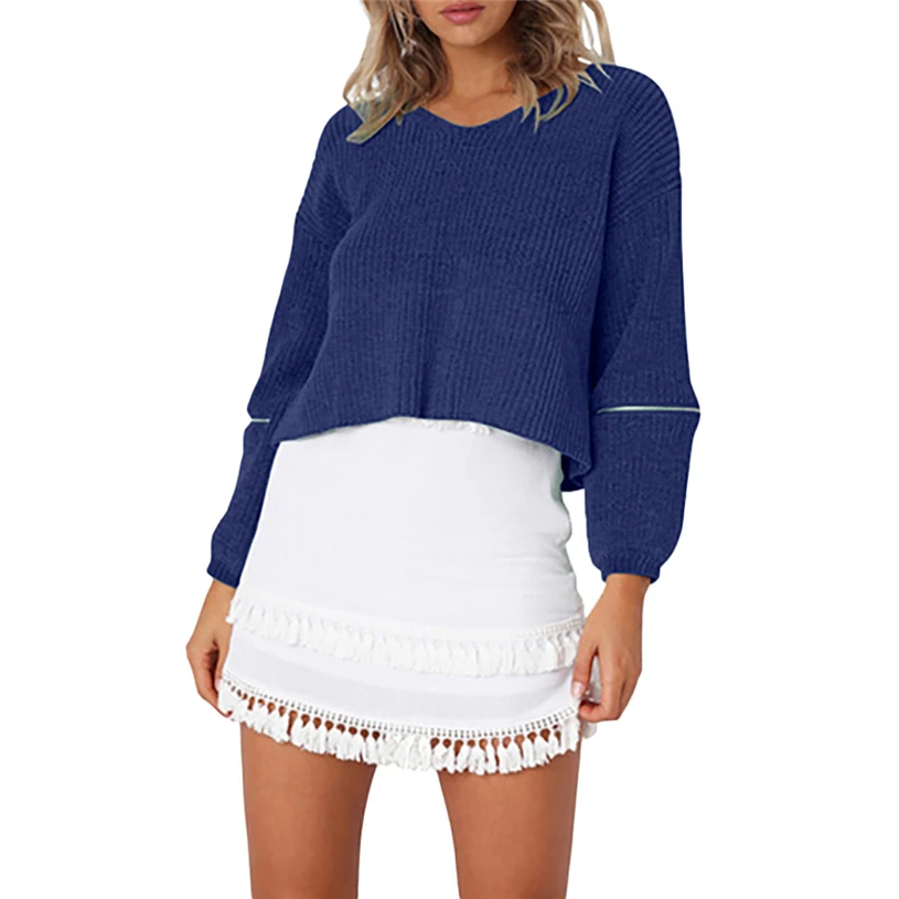 Women Winter Fashion Long Sleeve high quality women fashion 2018 Knitted Patchwork Tops Loose Sweater Y810#30 | Женская одежда