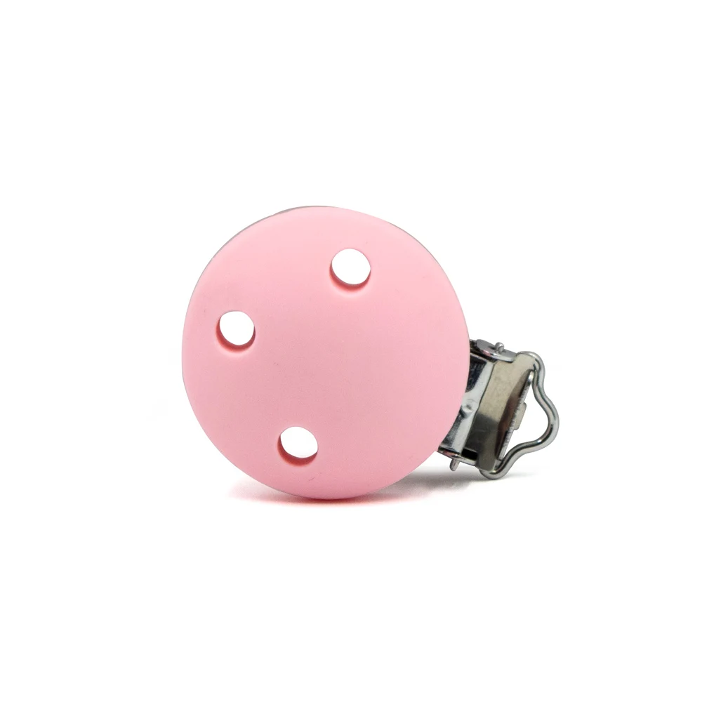 Candy Pink 3 шт. круглая силиконовая соска-Соска из нержавеющей стали, держатель для сосок, детское ожерелье-прорезыватель, игрушки, детские продукты, силиконовая игрушка Kralen - Цвет: Candy Pink