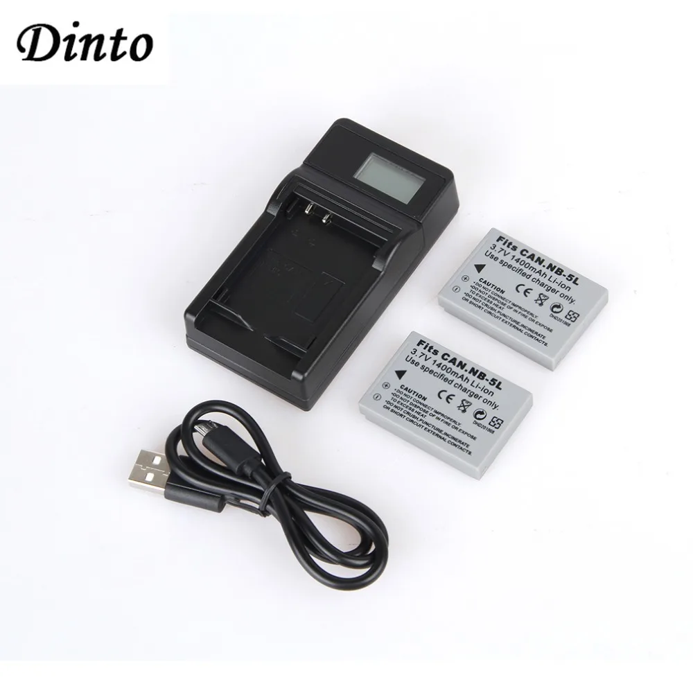 Dinto 2 шт. 1400 мА/ч NB 5L NB5L Камера Батарея + ЖК дисплей Дисплей USB Зарядное устройство