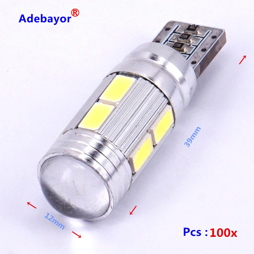 100 шт./лот T10 canbus led 10 SMD 5630 чип 501 W5W 194 безотказный Автомобильный светодиодный