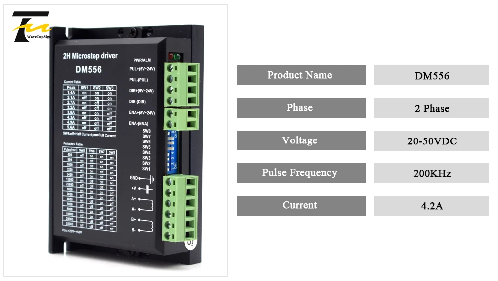 WaveTopSign DM556 Цифровой Драйвер шагового двигателя 2 фазы 5.6A для 57 86 шаговый двигатель NEMA23 NEMA34 контроллер шагового двигателя