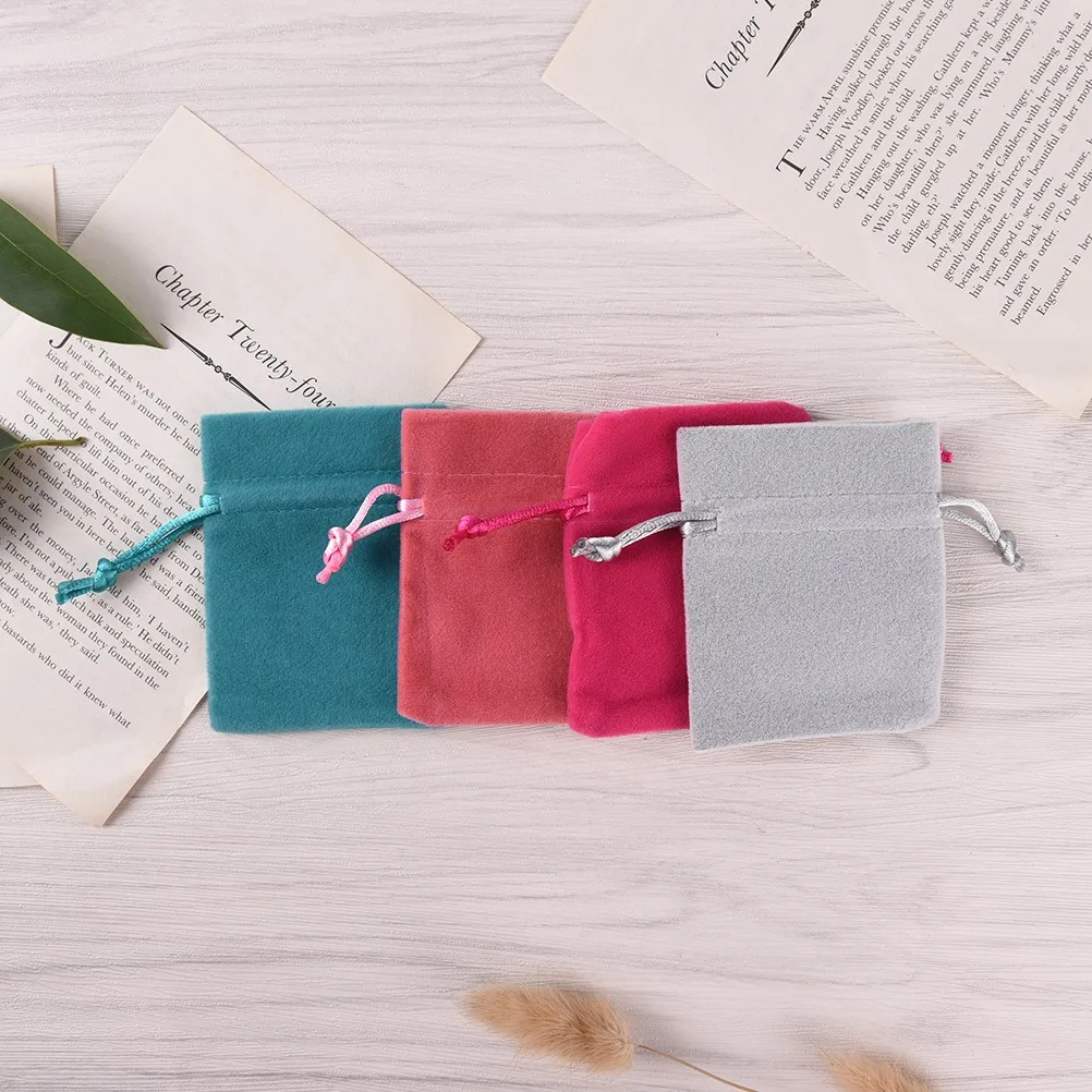 2PCS Wedding Party Favors Pretty Velvet Jewelry Pouches Gift Bags Coins Purse With Drawstring Random Color 2X7X9cm | Багаж и сумки