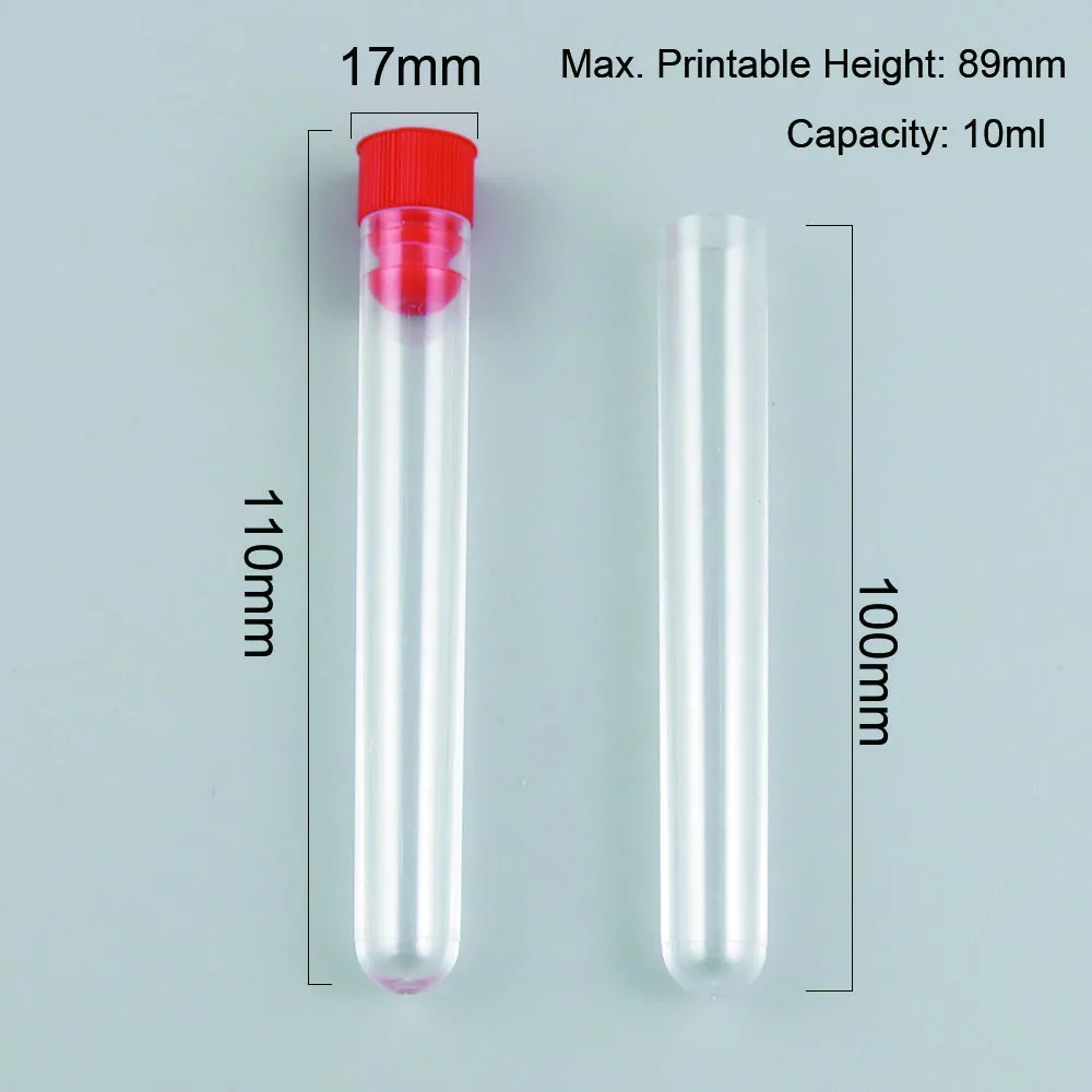 

50pcs Transparent Laboratory Clear Plastic Test Tube Vials Push Caps School Lab Supplies Wedding Favours 10ml