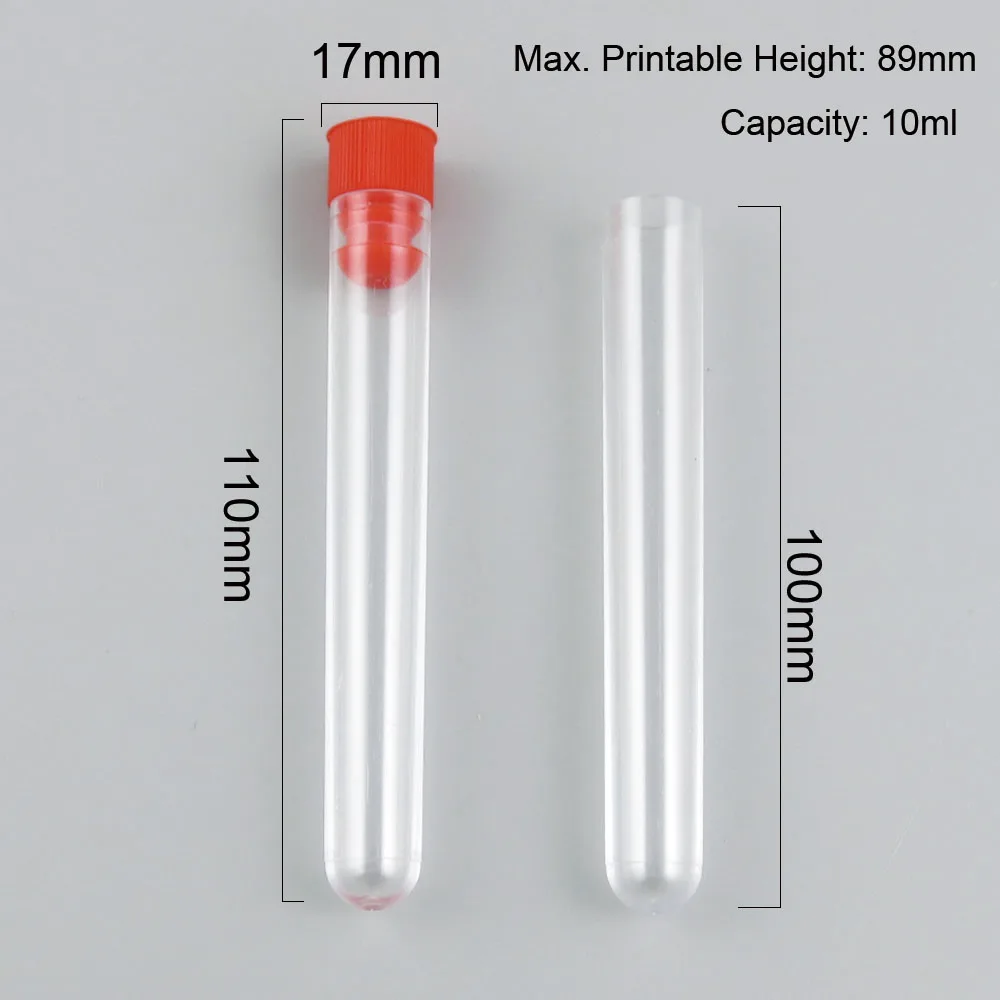 

50pcs Transparent Laboratory Clear Plastic Test Tube Vials Push Caps School Lab Supplies Wedding Favours 10ml