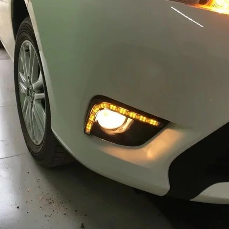 Hlxg 2 шт. 9 светодиоды DRL светодиодный для Toyota Vios 2014 2015 2016 автомобильные мигающие