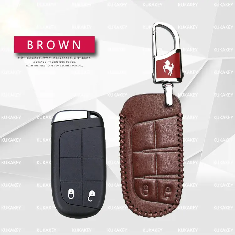 brown 2 button Для Dodge Ram 1500 зарядное устройство для путешествий Dart Challenger Durango для Fiat для Jeep кожаный чехол для ключа автомобиля чехол Брелок - Название цвета: brown 2 button