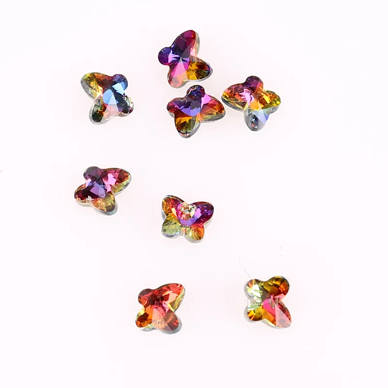 10 шт./лот дизайн бабочки Красочные 3D маникюрные клеи украшения блестящее пламя