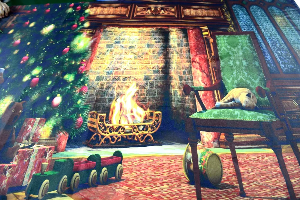 3D Waterproof Shower Curtains Polyester Bathroom Decor Christmas Tree Fireplace Bells Bath Cortinas De Bano 180x180cm | Дом и сад