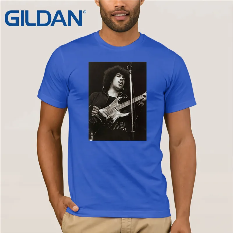 Custom Phil Lynott Мужская футболка из хлопка с круглым воротником черная летняя крутая