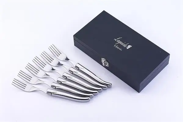 6 forks in Box 6 шт./компл. стиль Laguiole ножи вилка твердый набор столовых приборов из нержавеющей стали столовая Посуда Рождественский Ресторан Посуда Столовые приборы кухонный бар - Цвет: 6 forks in Box