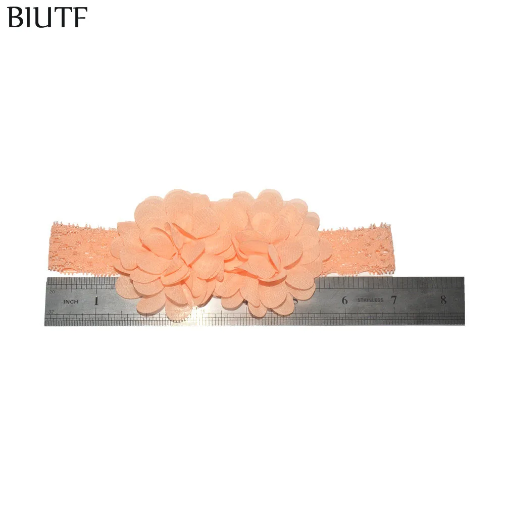 Эластичная Кружевная повязка на голову с двумя шифоновыми цветами 25 цветов выбор