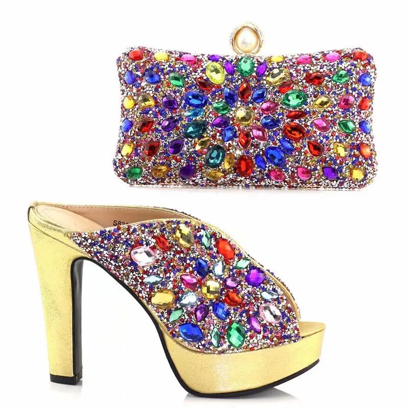 2018 новейший золотой цвет очень красивый африканский Женский комплект из обуви и