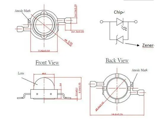Высокомощный светодиодный излучатель из бисера 1 Вт инфракрасный нм мА с 20