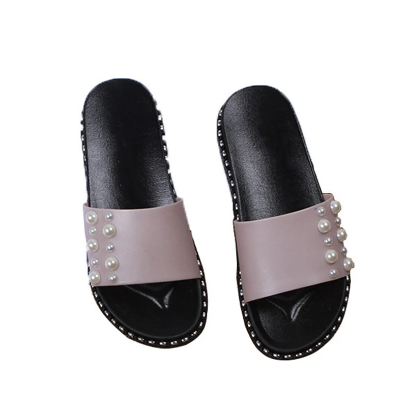 HEEGRAND летнее Для женщин жемчуг тапочки с плоской подошвой женские туфли лодочки