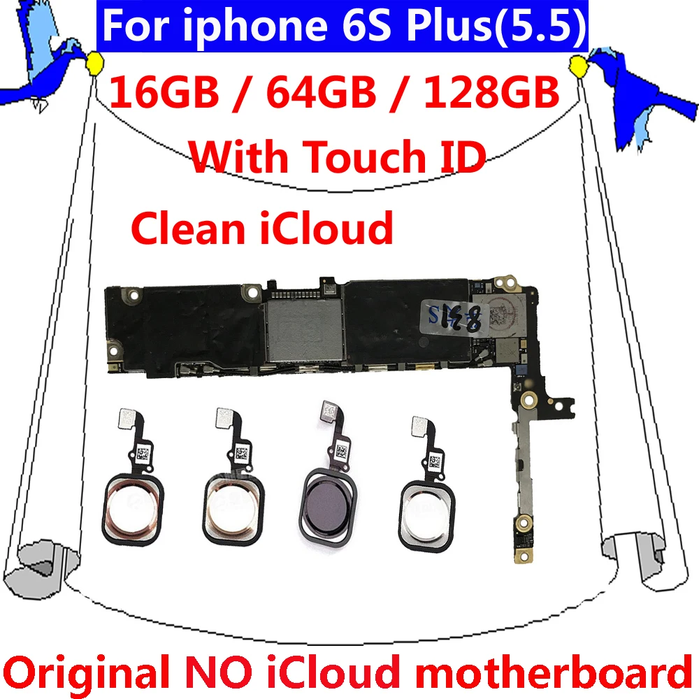 16 Гб 64 128 ГБ для iphone 6S Plus 6SP оригинальная материнская плата с/без сенсорного