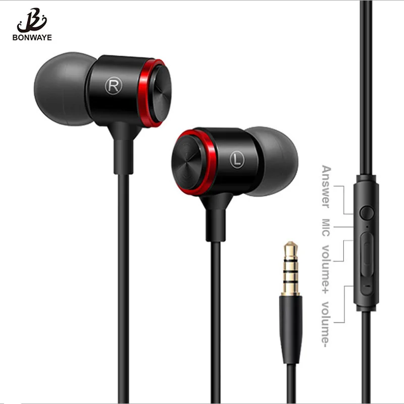 BONWAYE Hifi Проводные металлические наушники с микрофоном в разъем 3 5 мм для