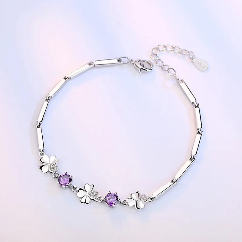 

925 sterling silver fashion lucky flower ladies bracelets jewelry wholesale cheap no fade drop shipping