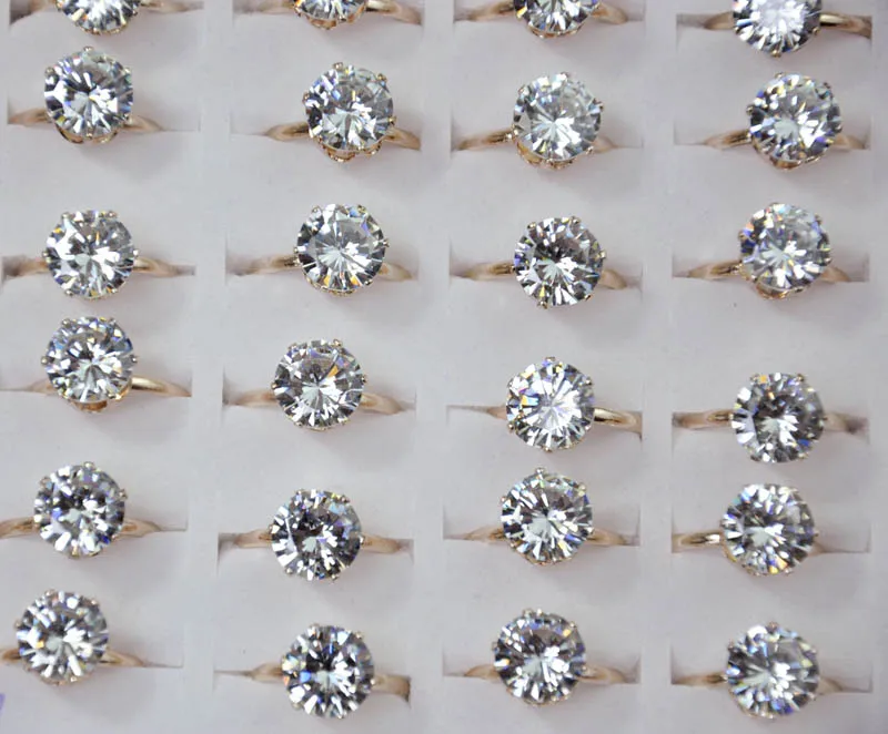 15 шт. 1.75ct AAA циркон розовое Золотое обручальное кольцо для женщин Свадебные