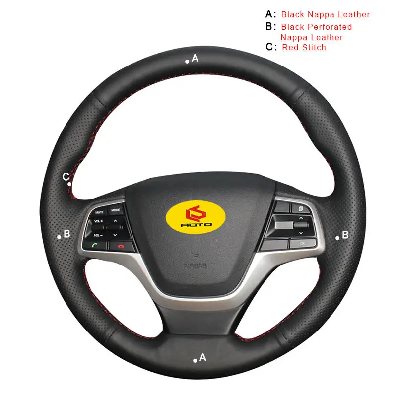 Nappa Leather Автомобильный чехол на руль для hyundai Elantra 4 Solaris Accent, автомобильная Оплетка на руль, кожаный чехол - Название цвета: Nappa Leather
