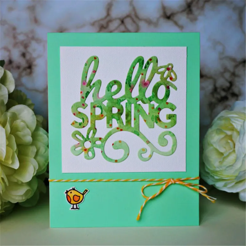Hello Spring Letter Metal Cutting Dies for Scrapbooking New 2019 Die Cuts Card Making Fustelle Cut Stitch Craft | Дом и сад