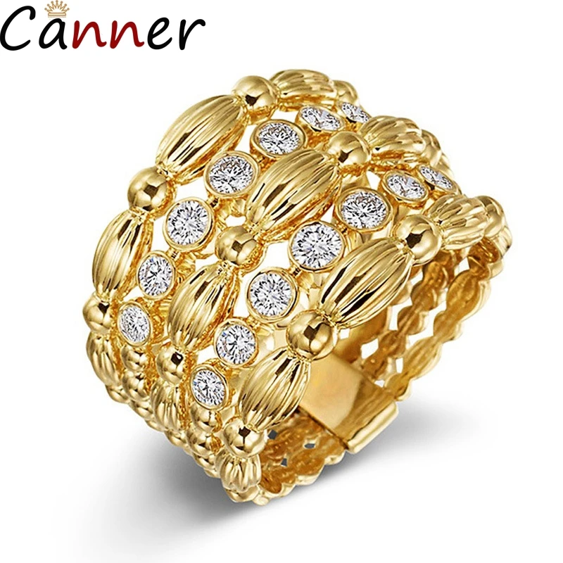 

CANNER Vintage Cross Rings For Women Multilayer Gold Ring Cubic Zirconia Paved Stone Wedding Rings Fashion Jewelry Party Gift F4