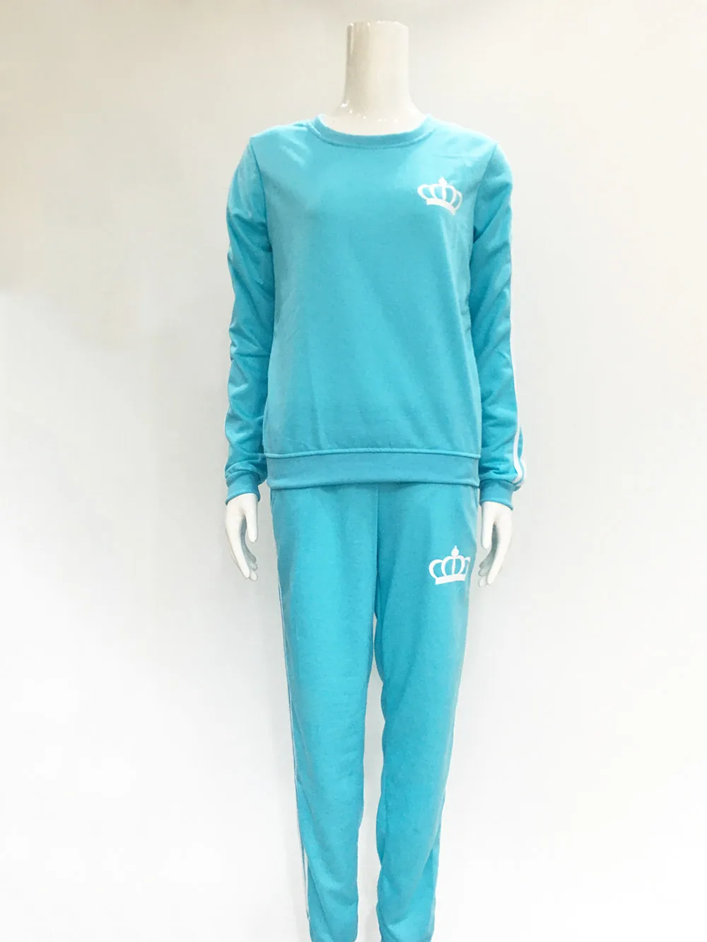 Новинка 2016 женский костюм модный стиль рисунок короны воротник толстовка + штаны