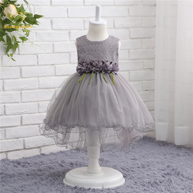 

Bealegantom 2019 New Flower Girl Dresses With Bow Appliques Flowers Beaded Princess Kids Pageant Comunion Gown QA1222