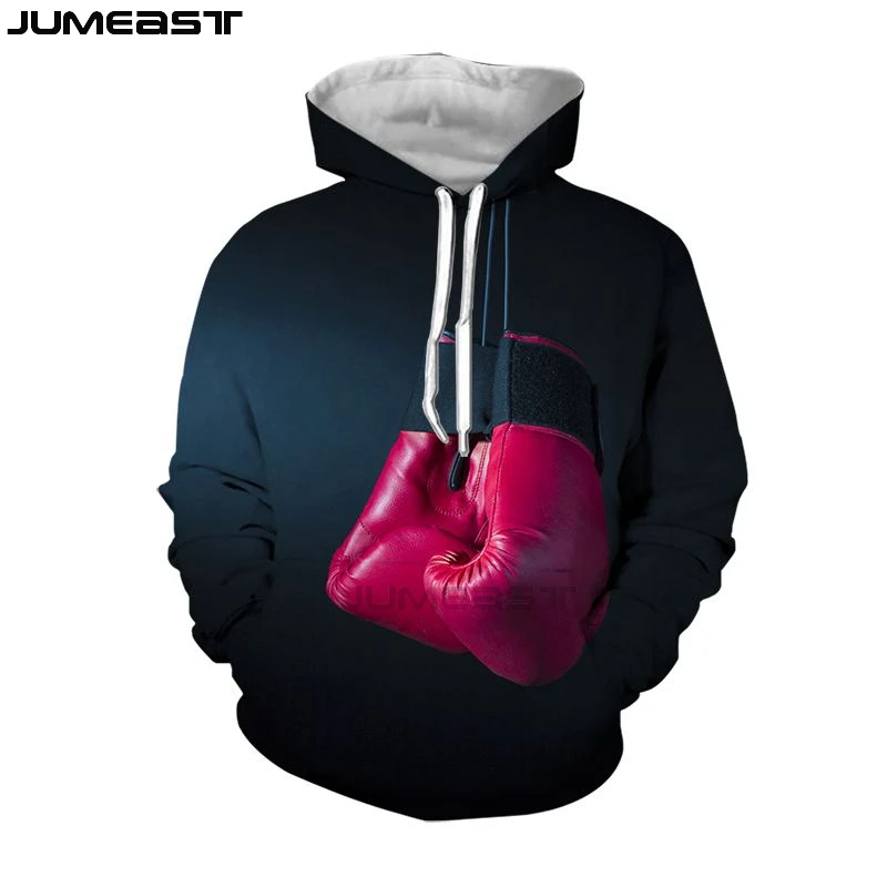 Jumeast бренд для мужчин/для женщин 3D печатных висит боксерские перчатки с длинным рукавом Новая мода кепки капюшоном спортивный пуловер весн