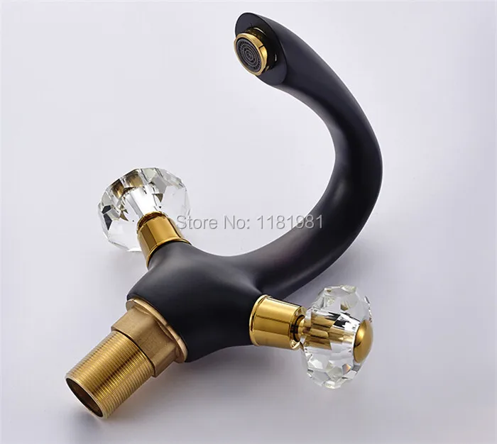 Крепление на палубе двойная Хрустальная ручка одно отверстие черная раковина