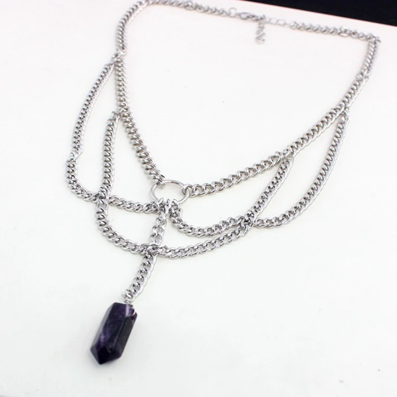 CHICVIE ожерелье серебряного цвета с камнем длинные эффектные ожерелья и подвески