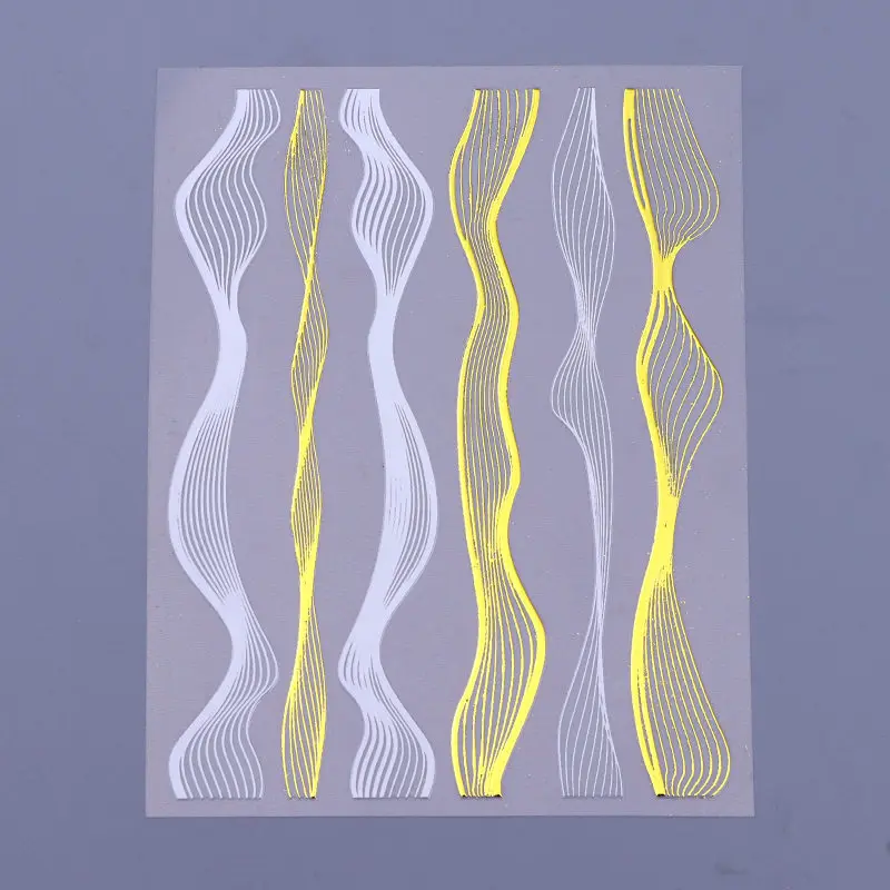 3(11.5-9cm) 1 лист Золотой Серебряный 3D стикер для ногтей Striping Ленточные линии металлические многоразмерные полосы клей для накладных ногтей переводная наклейка маникюрный Декор - Цвет: 3(11.5-9cm)