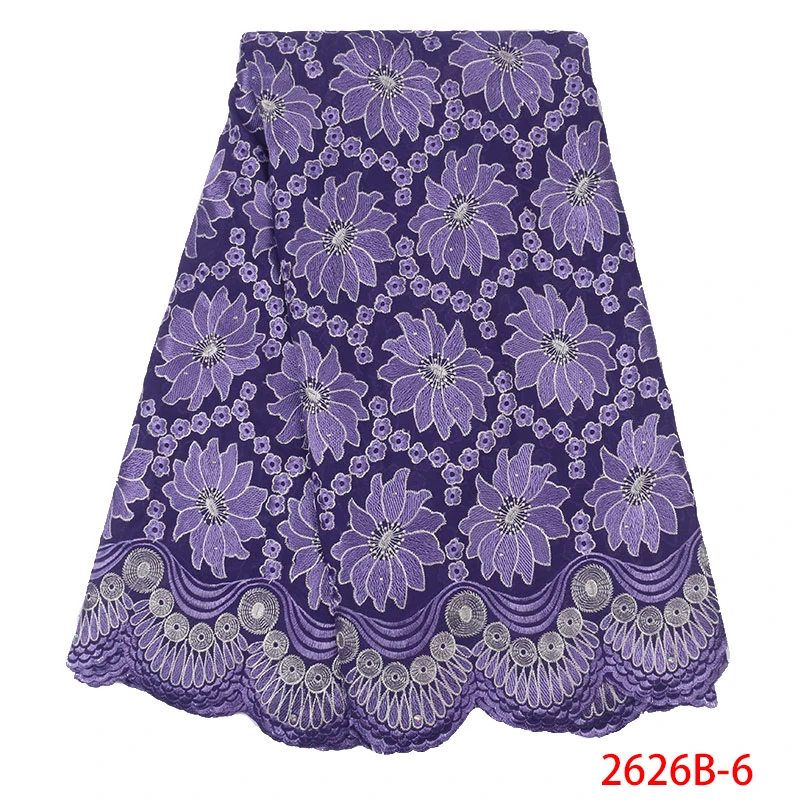 Hot Sale African Swiss Voile Lace In Switzerland 100% Dry Cotton Fabric With Stones Nigerian 5 yards NA2626B-2 | Дом и сад