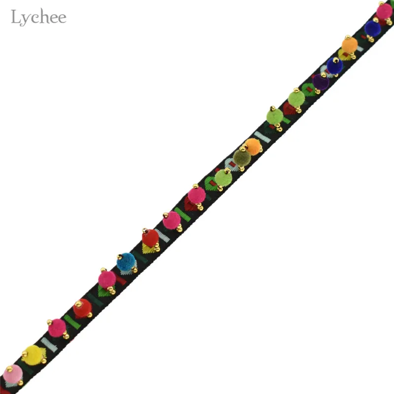 Lychee Life 1 ярд кружевная отделка с бусинами и кисточками богемный стиль лента