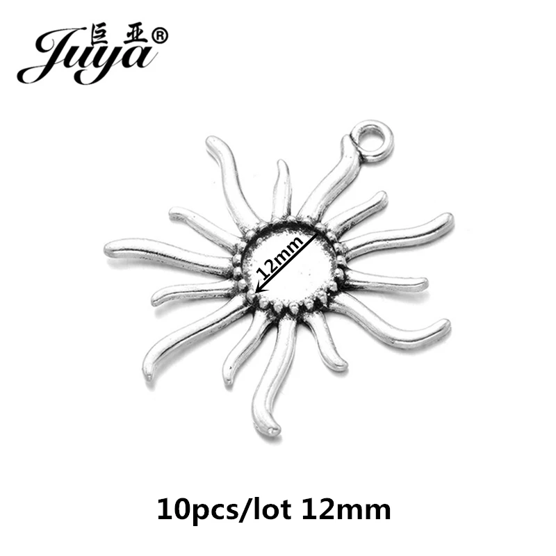 Ancient Silver JUYA 10 шт./лот, подвеска из цинкового сплава, пустая Камея, кабошон, Базовая установка для DIY, ожерелье, подвеска, ювелирные изделия, принадлежности для изготовления - Цвет: Ancient Silver