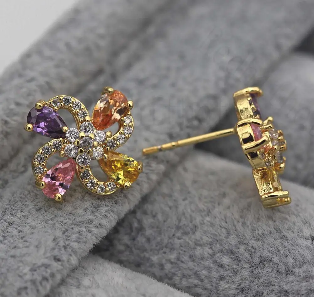 Роскошные серьги-гвоздики с клевером в форме ветряной мельницы серьги радужным