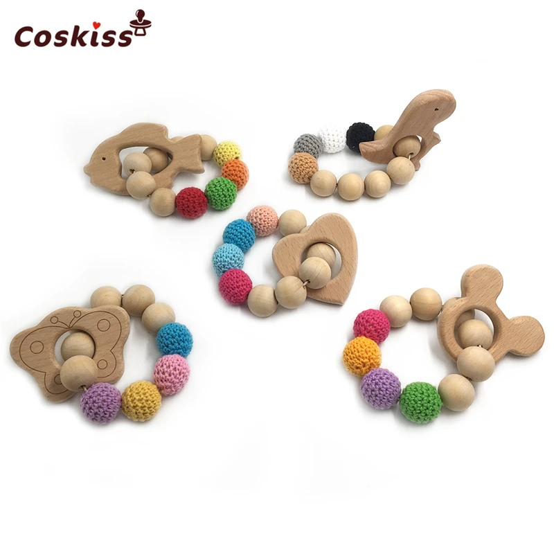 Вязаные крючком бусины прорезыватели кольцо необработанный клен детский