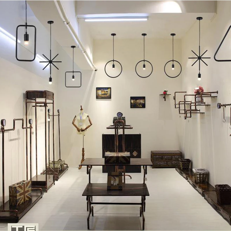 Промышленный стиль геометрическая форма подвесные светильники лампа железный