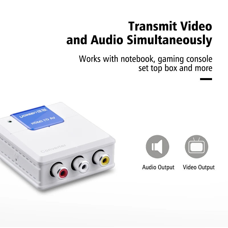 Ugreen 1080P HDMI Совместимость с RCA Аудио Видео AV CVBS адаптер Поддержка HD Для 3RCa конвертер