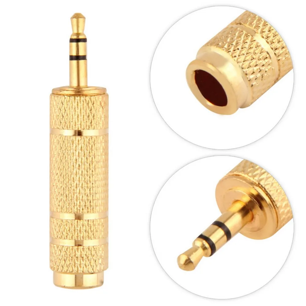 

2 PCS 3.5mm Male to 6.5mm 1/4" Female Jack Plug Stereo Headphone Microphone Audio Adapter Converter AV Gold Plated Wholesale