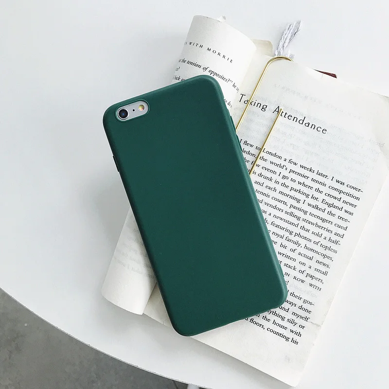 Dark Green Мягкая задняя крышка, матовый цветной чехол для iPhone 6, 6 S, 7, 8 Plus, X, XR, XS Max, противоударный защитный силиконовый из ТПУ, роскошный карамельный чехол - Цвет: Dark Green