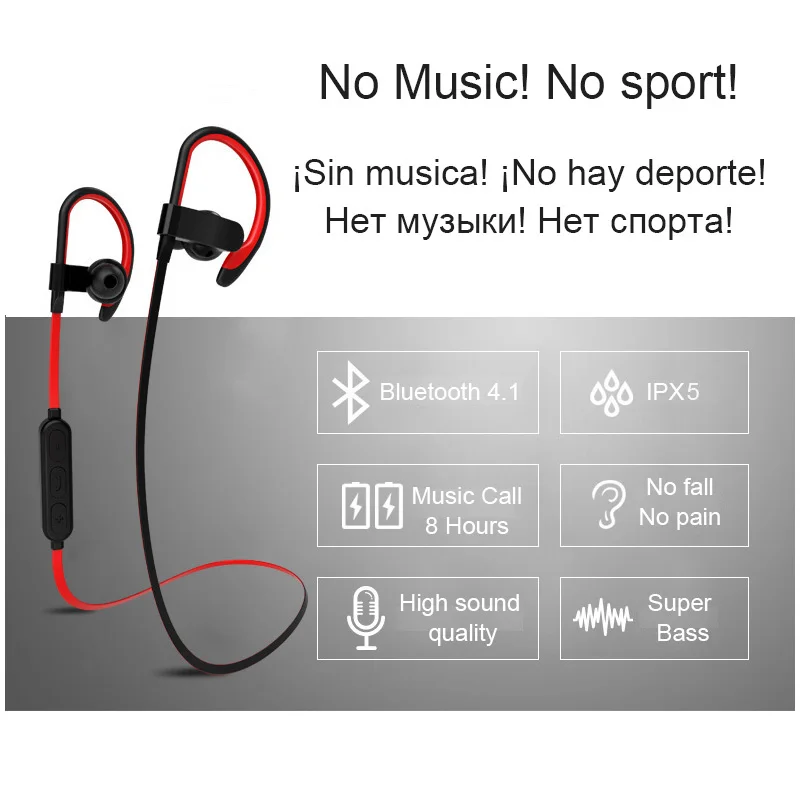 Bluetooth Беспроводные наушники с микрофоном супер бас водонепроницаемые гарнитура