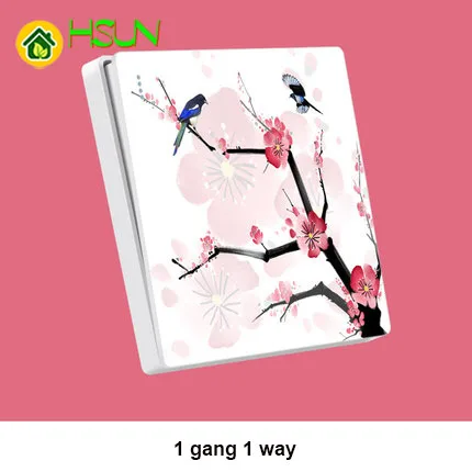 1gang 1way Тип 86 арт переключатель гнездо 1 2 3 4 банда 1 2 way wintersweet Цветок Птица ividuality креативная декоративная панель ТВ компьютерная розетка - Цвет: 1gang 1way