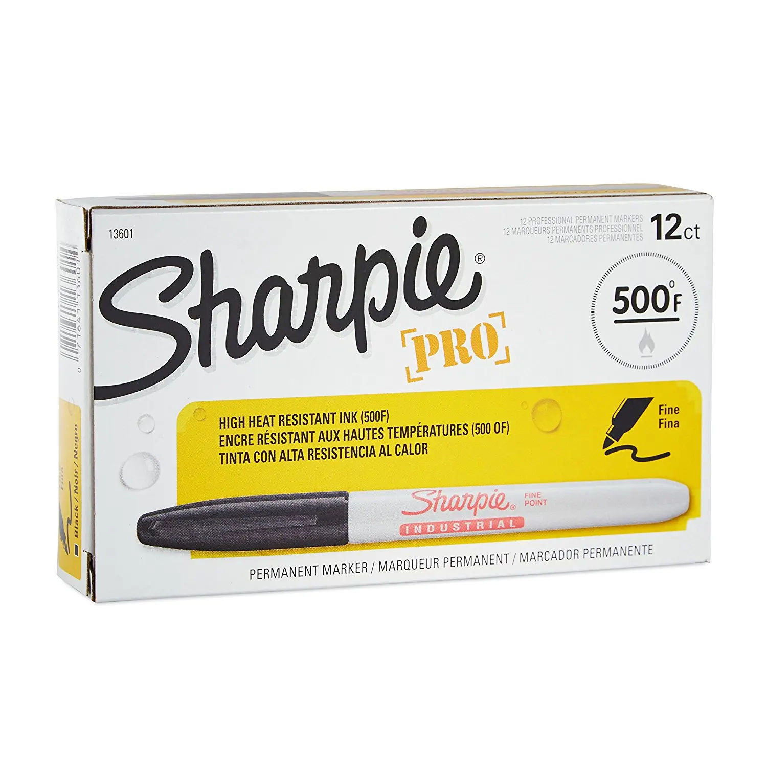 12 шт./лот 1 мм Sharpie промышленные перманентные Маркеры тонкой точки черные чернила тепла до 500F бумага металл стекло на масляной основе круглый носок
