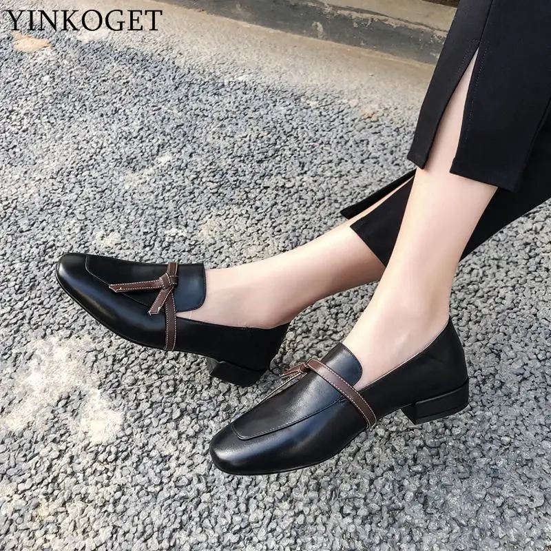 YINKOGET/Милая женская обувь из натуральной кожи на низком каблуке