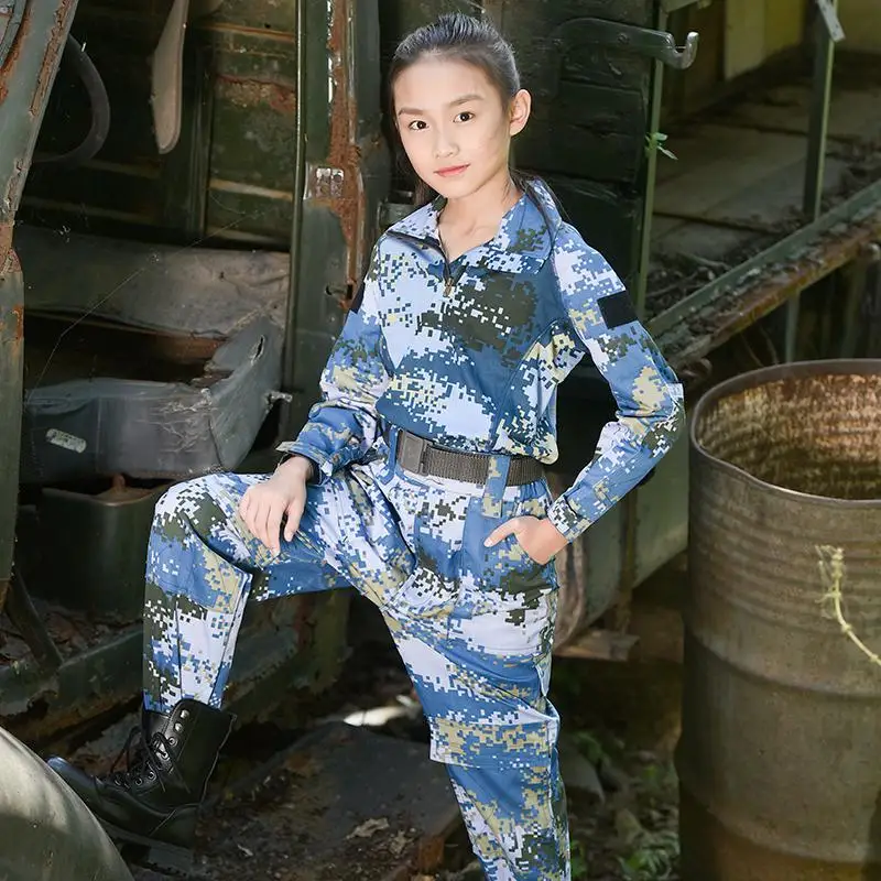 2pcs Children Teenager Boys Girls Special Forces Camouflage Military Uniform Training Tactical Costumes Desert Combat Army Suit - Цвет: Sets B