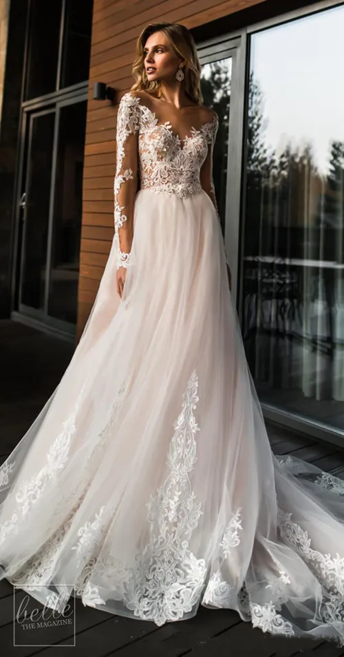 Розовый Румяный розовый кружевной кантри Boho свадебный наряд с v-образным вырезом и длинными рукавами пляжные Богемские свадебные одежды с коротким шлейфом Vestidos De Noiva - Цвет: Розовый