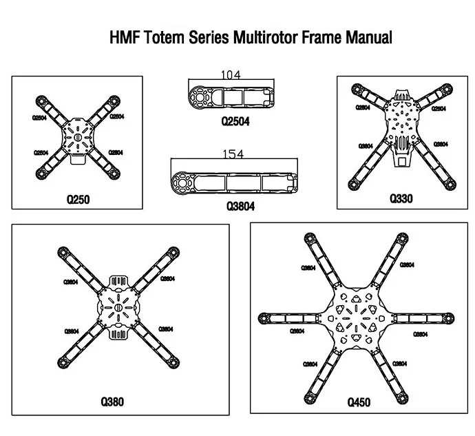 HMF Totem Q380 Q450 Дрон рамка Arm ультра легкий PA66 + стекловолокно интегрированные трубки