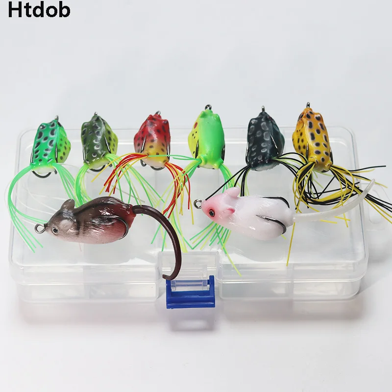 Htdob 8 шт. цветов топвотер лягушка и мышь полый корпус джиг мягкие рыболовные