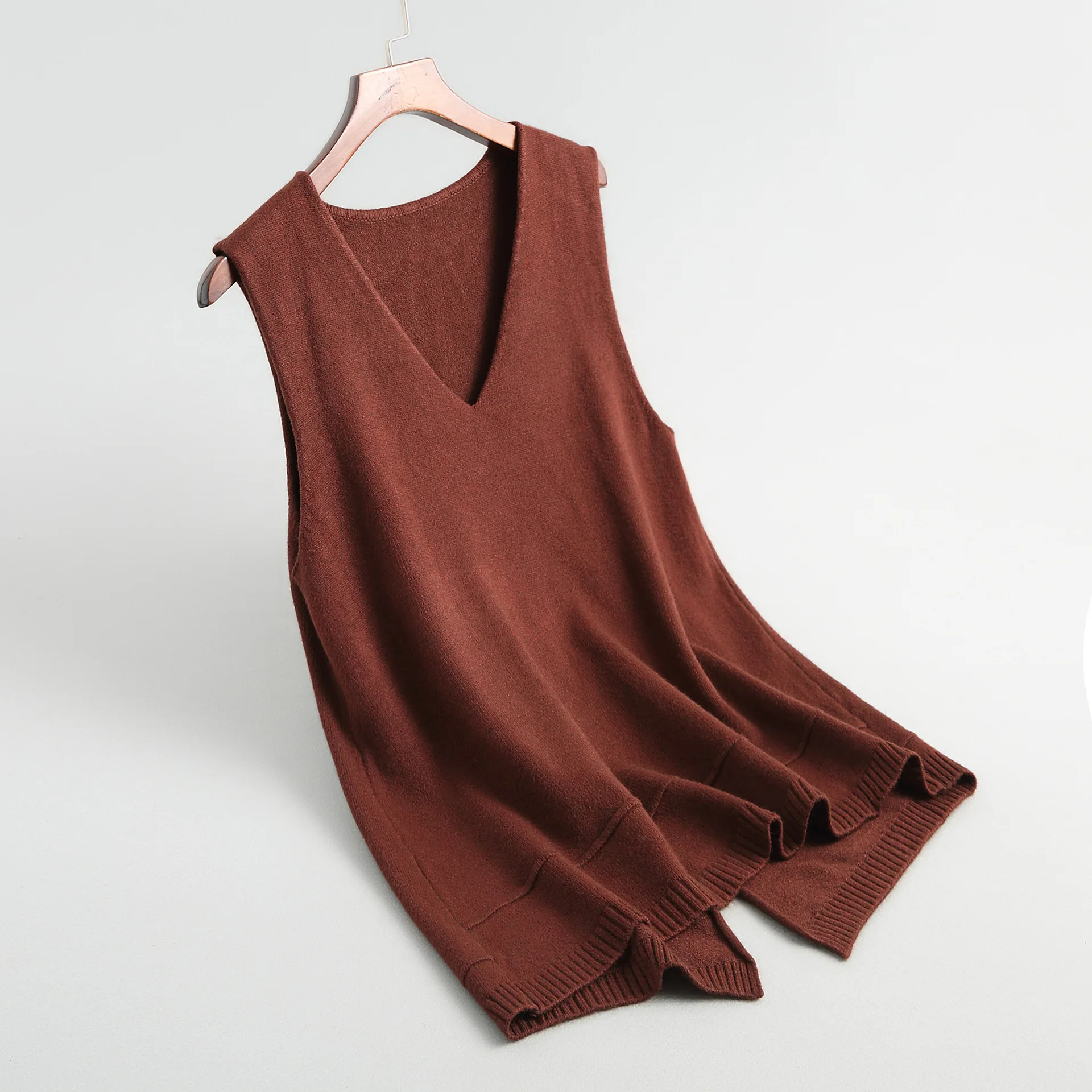 2018 Spring Autumn Wool Blend Sweater Vest Women Sleeveless v-Neck Knitted Vests Sections Poullover Female Jumper pull femme | Женская